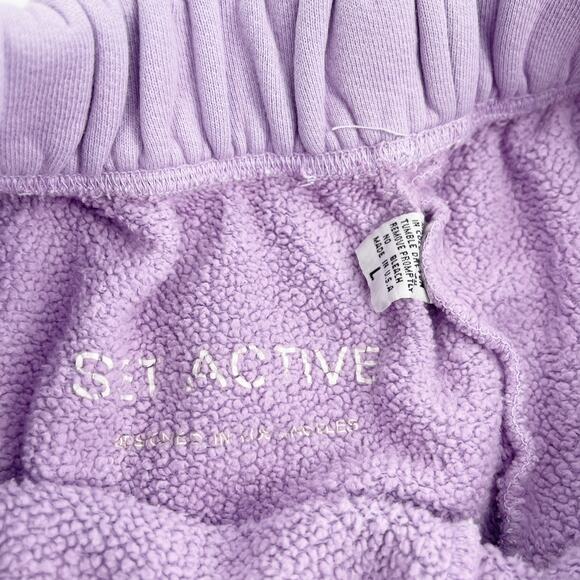 SET Active Lavender Lounge Shorts Sweat Shorts Heavy Cotton Size Large - Picture 4 of 5